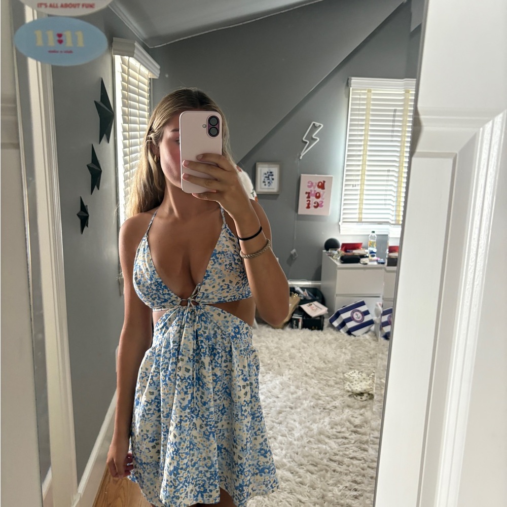 Blue and White Floral Dress